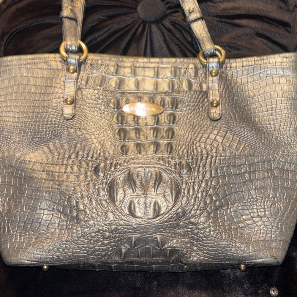 Brahmin Metallic Crocodile Embossed Tote